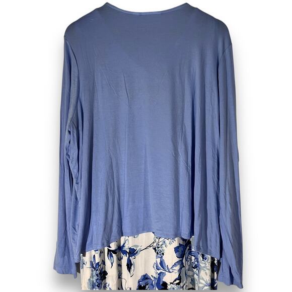 Belle by Kim Gravel Maxi Dress Cardigan Set Blue Floral Knit Womens Size Medium - Picture 7 of 11